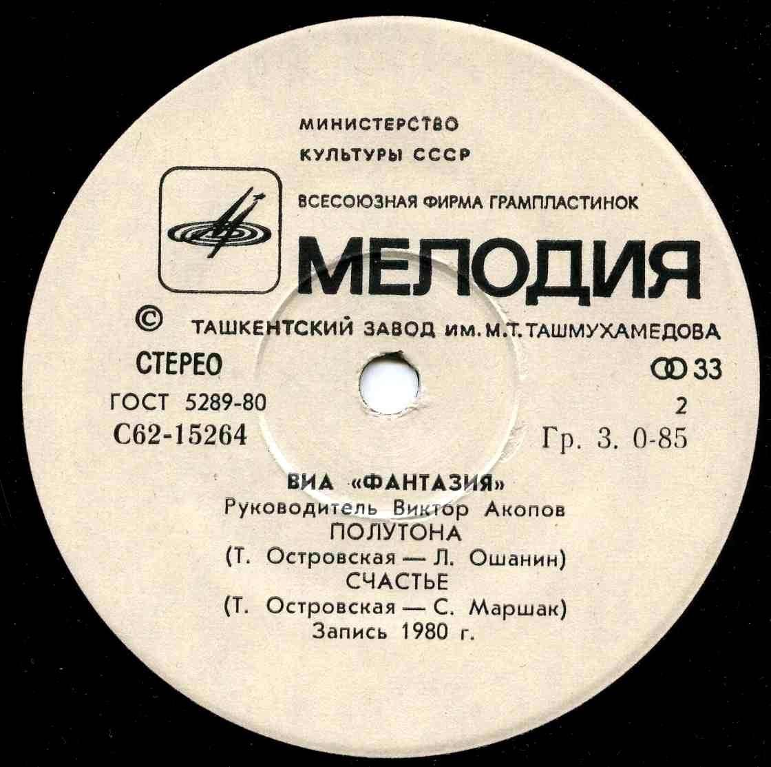 ВИА «ФАНТАЗИЯ», руководитель Виктор Акопов