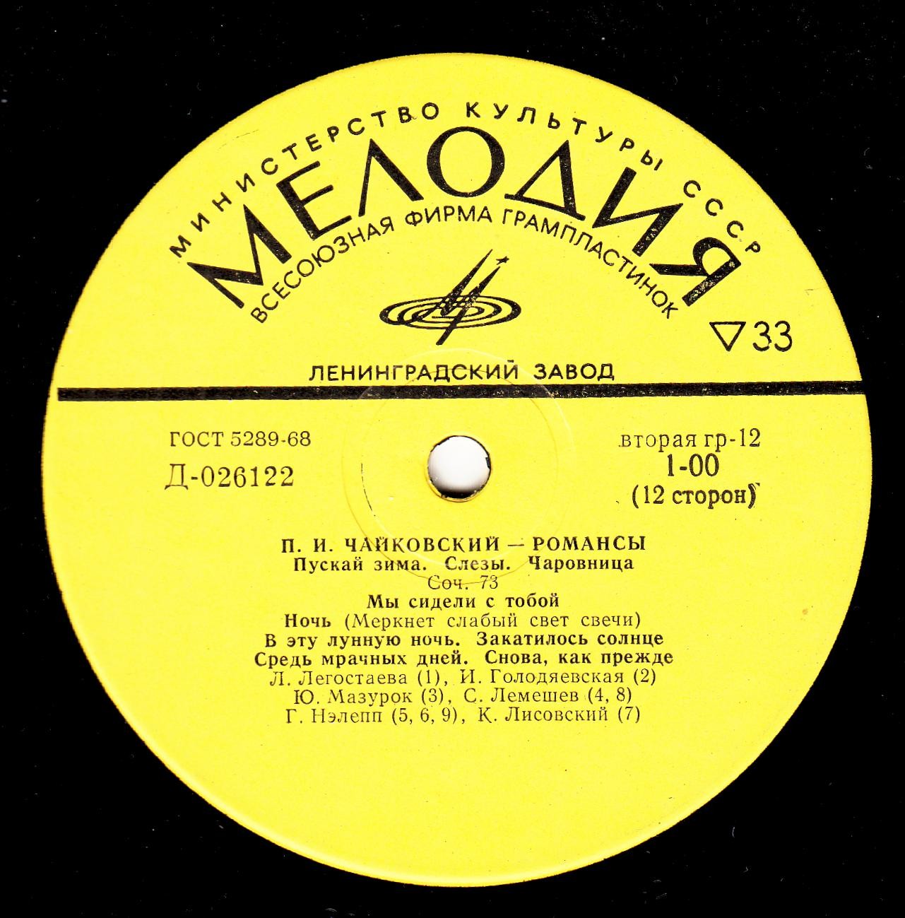 П.Чайковский. Романсы (6 пл.)