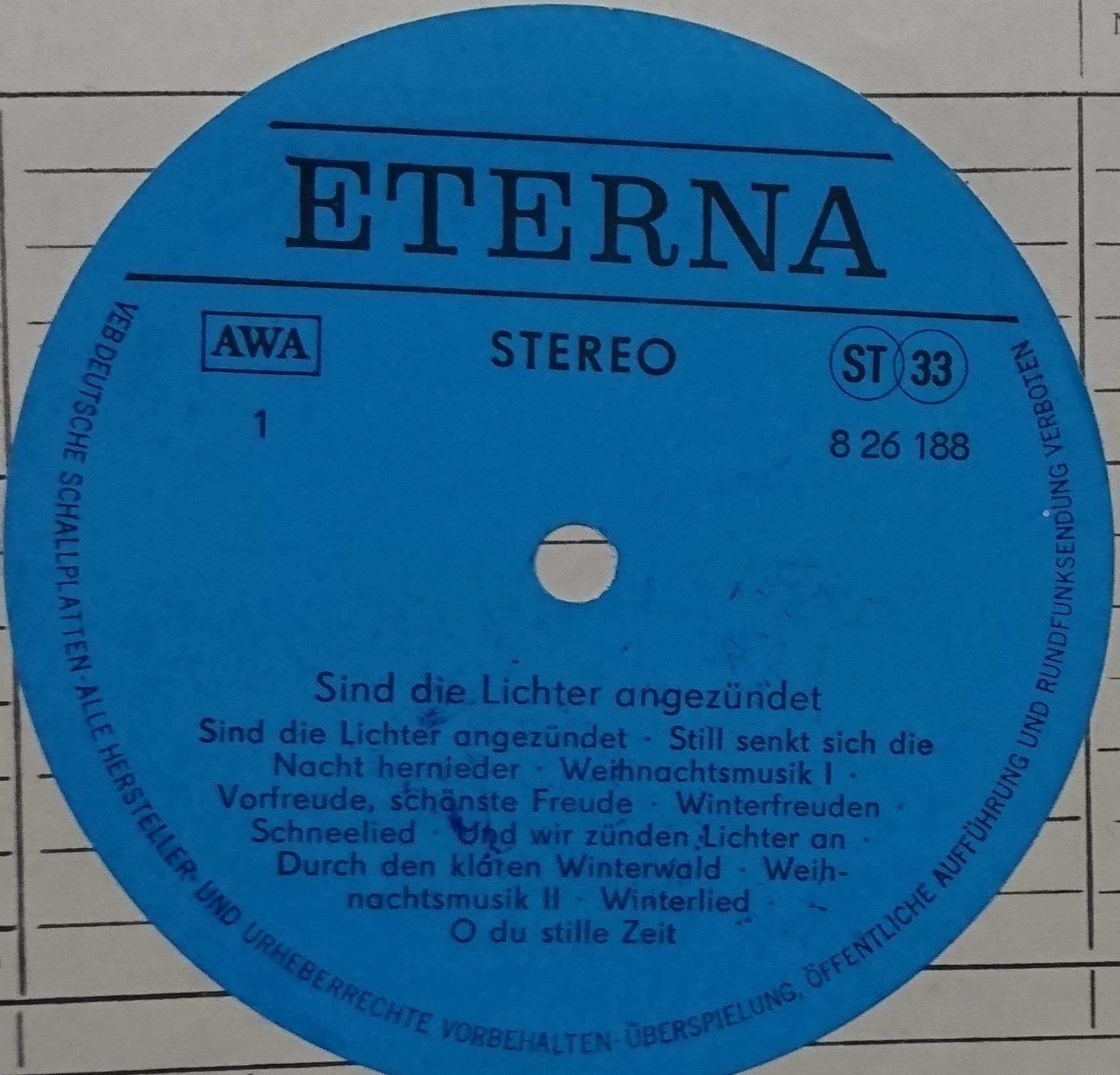 Sind die Lichter angezündet  [по заказу немецкой фирмы ETERNA, 8 26 188]