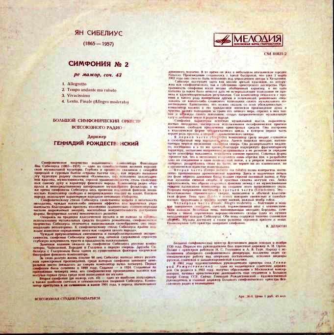 Я. Сибелиус: Симфония № 2 (Г. Рождественский)