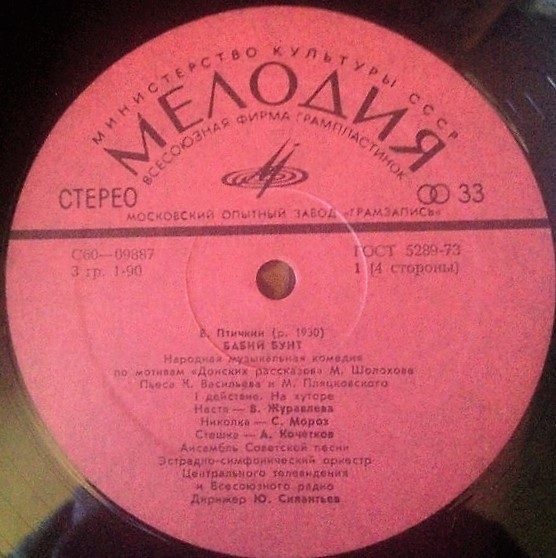 Е. ПТИЧКИН: "Бабий бунт", народная музыкальная комедия по мотивам «Донских рассказов» М. Шолохова.