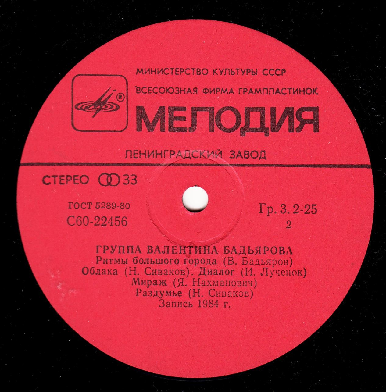 Группа Валентина Бадьярова. Дискоклуб 14 (А)