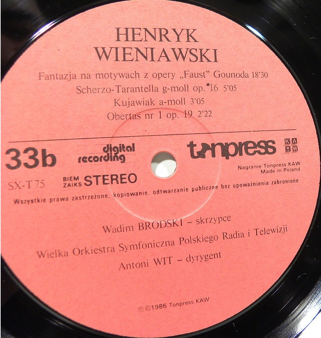 Wadim Brodski /  Henryk Wieniawski [по заказу польской фирмы TONPRESS SX-T75]