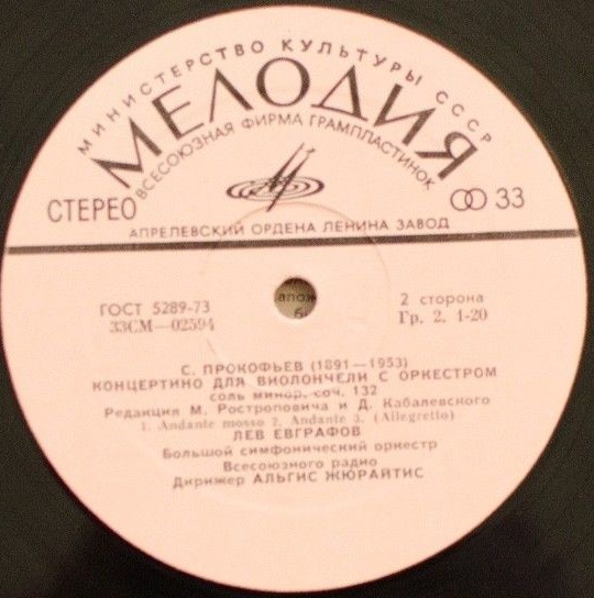 С. ПРОКОФЬЕВ Трапеция, Концертино для виолончели