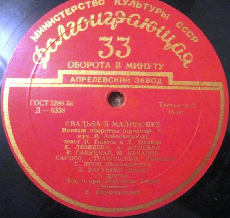 Б. АЛЕКСАНДРОВ (1905–1994): «Свадьба в Малиновке» (монтаж оперетты)