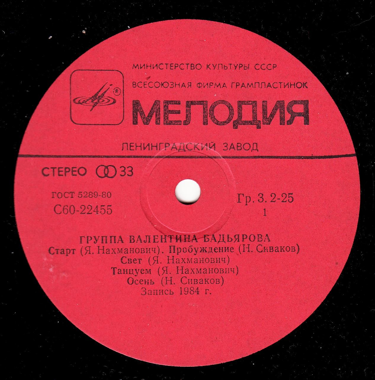 Группа Валентина Бадьярова. Дискоклуб 14 (А)