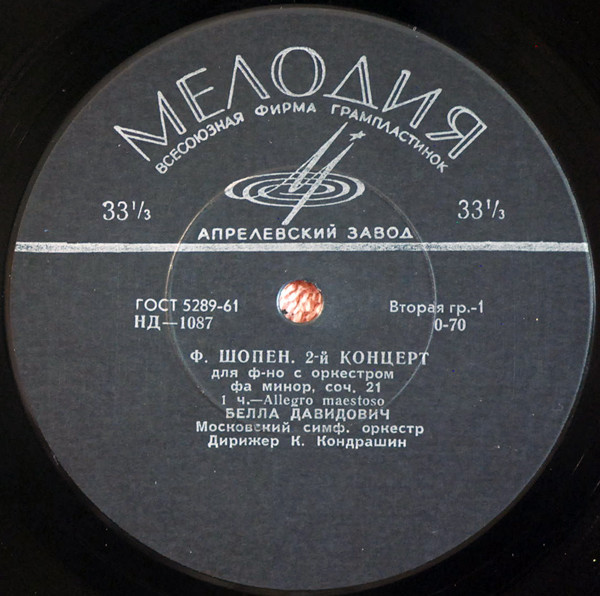 Ф. Шопен: Концерт № 2 для ф-но с оркестром (Белла Давидович)
