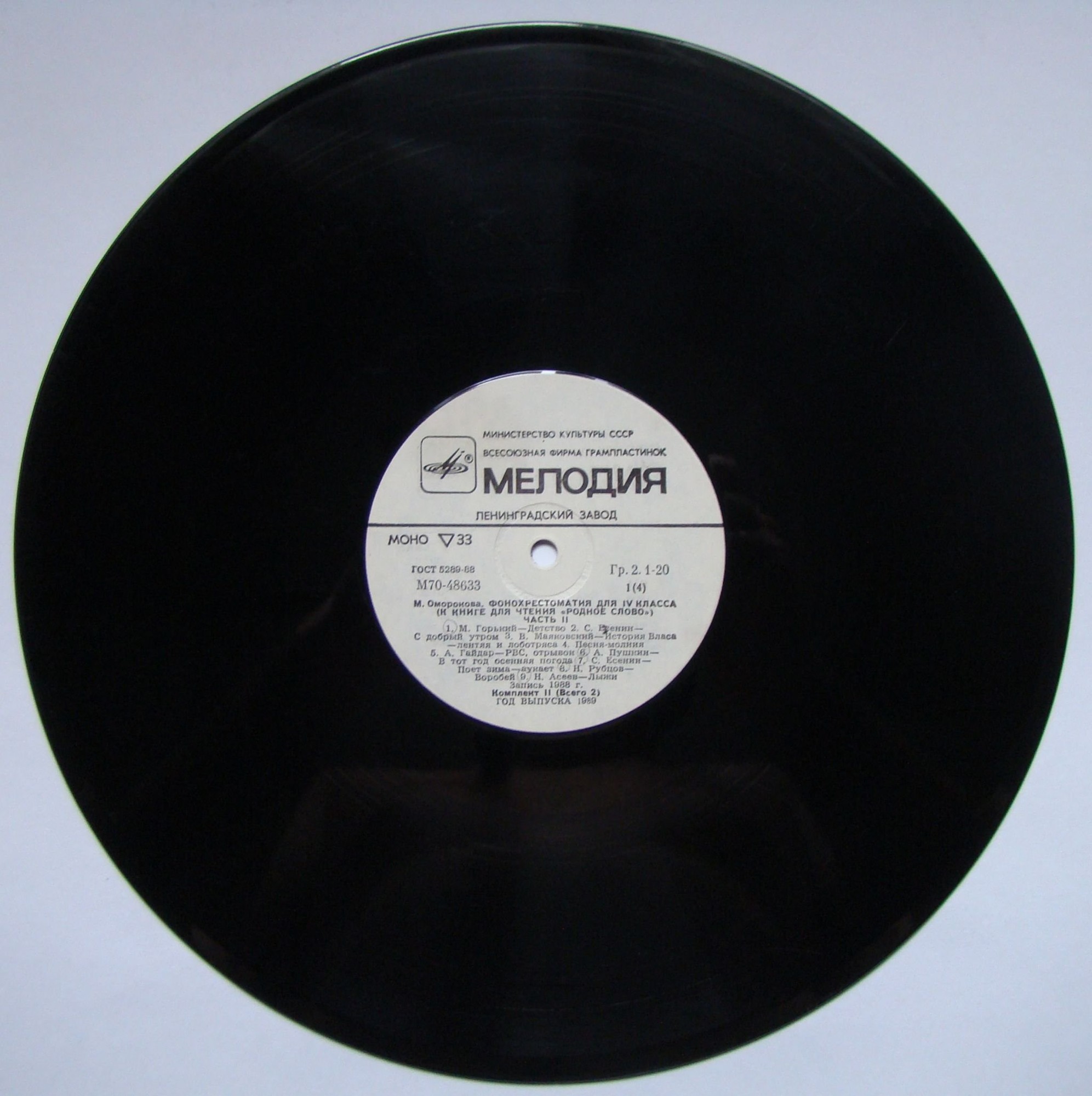 ФОНОХРЕСТОМАТИЯ ДЛЯ IV КЛАССА (к книге для чтения «Родное слово»)