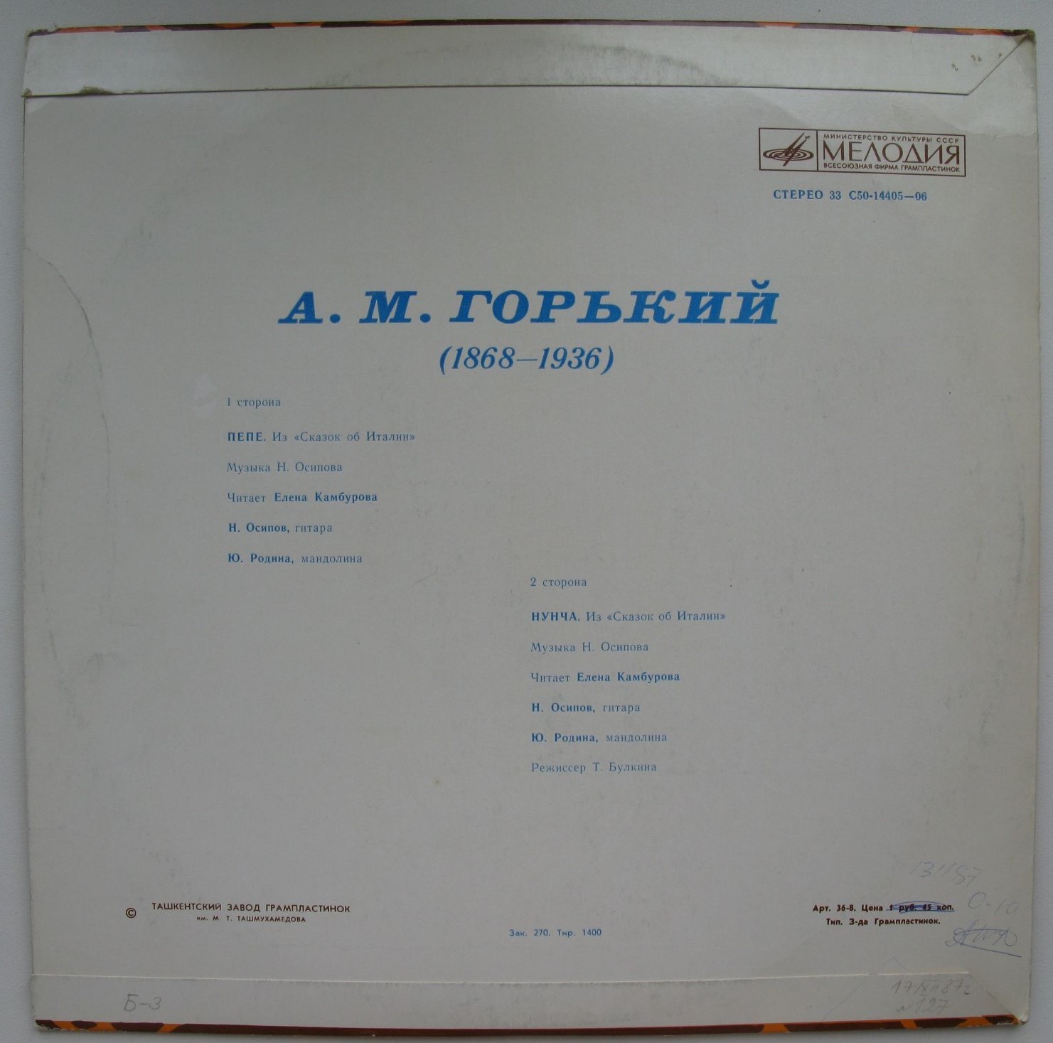 А. М. ГОРЬКИЙ (1868-1936): Из «Сказок об Италии»