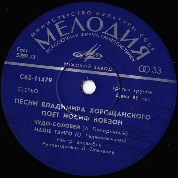 Песни Владимира Хорощанского поет Иосиф Кобзон