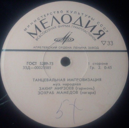 Закир МИРЗОЕВ (гармоника), З. Мамедов (нагара) - азербайджанские народные мелодии