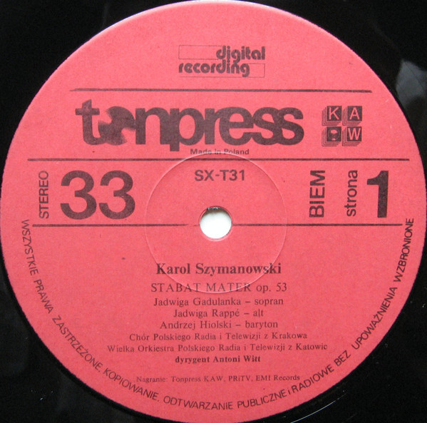 Karol Szymanowski - Stabat mater  [по заказу польской фирмы TONPRESS]