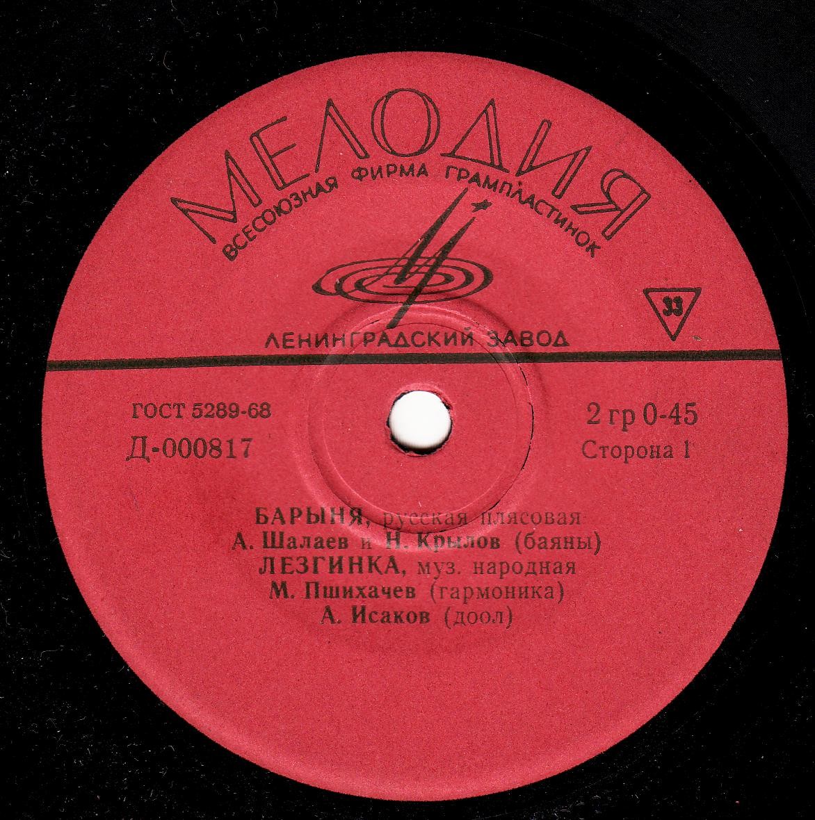 Плясовые мелодии: Барыня, Лезгинка, Цыганская венгерка, Яблочко