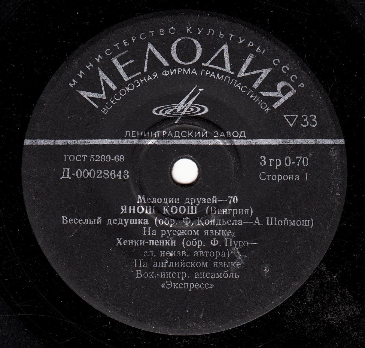 Мелодии друзей - 70. Янош Коош (Венгрия)