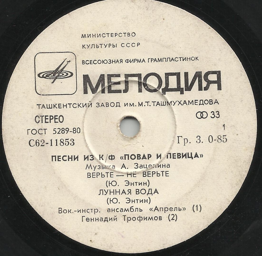 Мелодии экрана. Песни из кинофильма «Повар и певица»