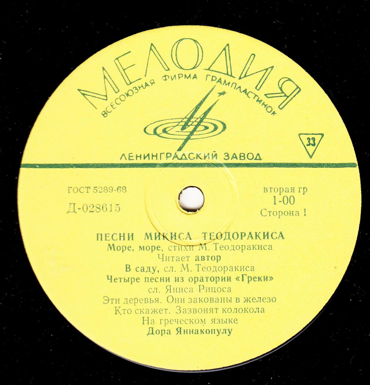 М. ТЕОДОРАКИС (1925—2021): Песни Микиса Теодоракиса (Д. Яннакопулу)