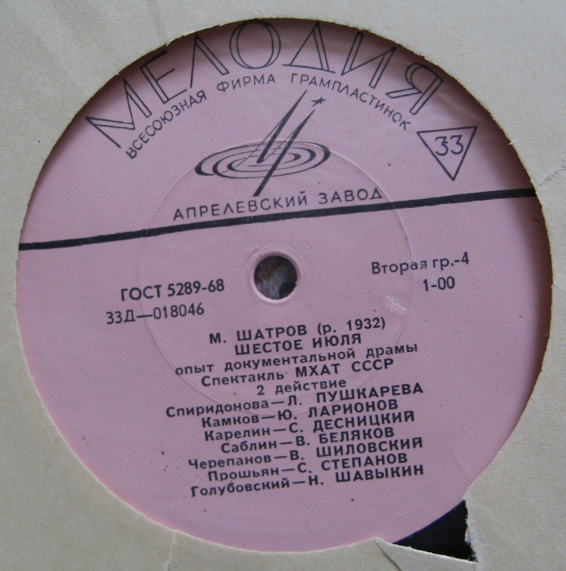 М. Шатров. «Шестое июля». Спектакль МХАТ СССР