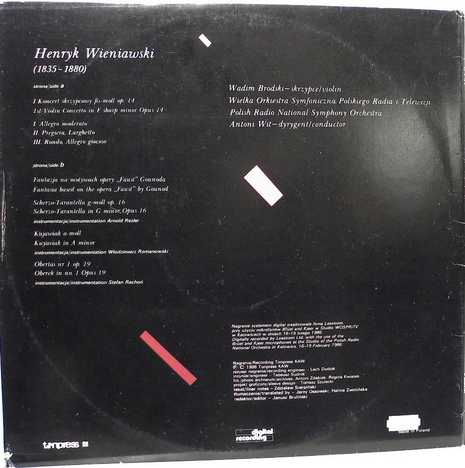 Wadim Brodski /  Henryk Wieniawski [по заказу польской фирмы TONPRESS SX-T75]