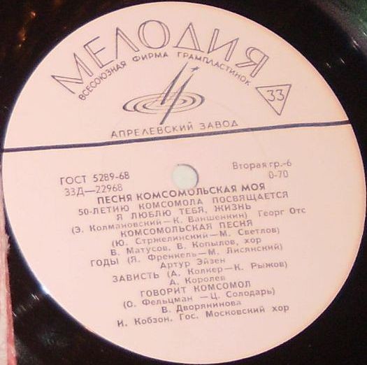 Песня комсомольская моя. 50-летию комсомола посвящается