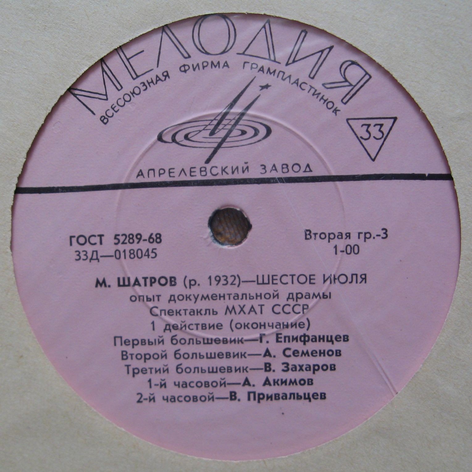 М. Шатров. «Шестое июля». Спектакль МХАТ СССР