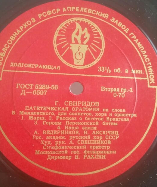 Г. Свиридов: Патетическая оратория на сл. В. Маяковского