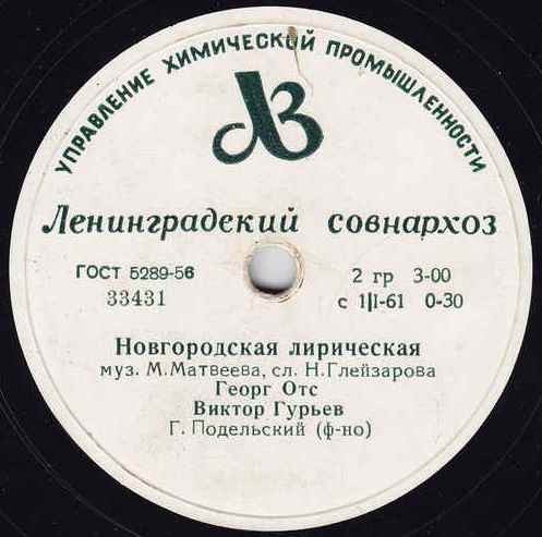 Г. Отс и В. Гурьев - В рабочем посёлке / Новгородская лирическая