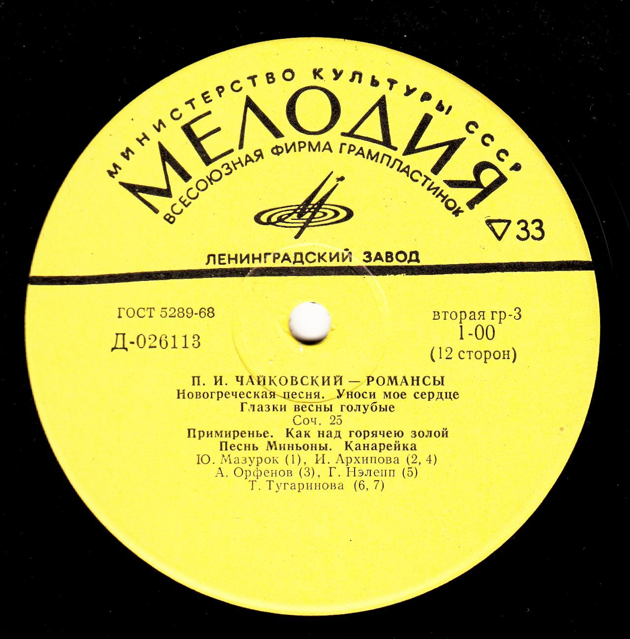 П.Чайковский. Романсы (6 пл.)