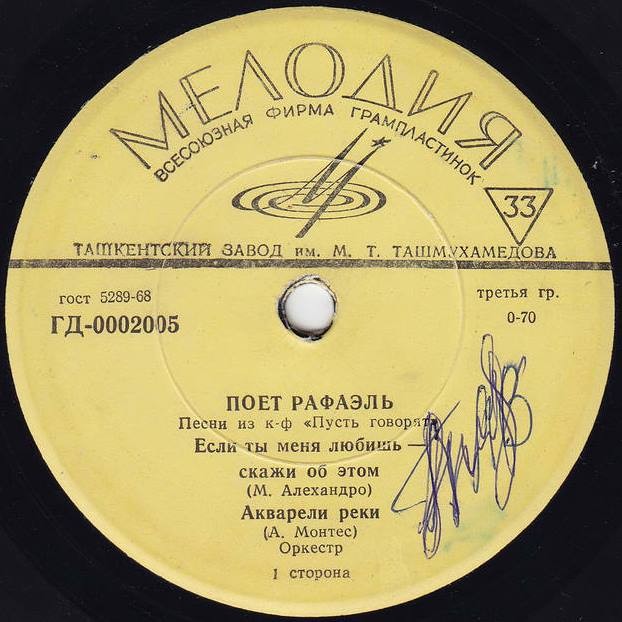 Поёт Рафаэль. Песни из к/ф «Пусть говорят»