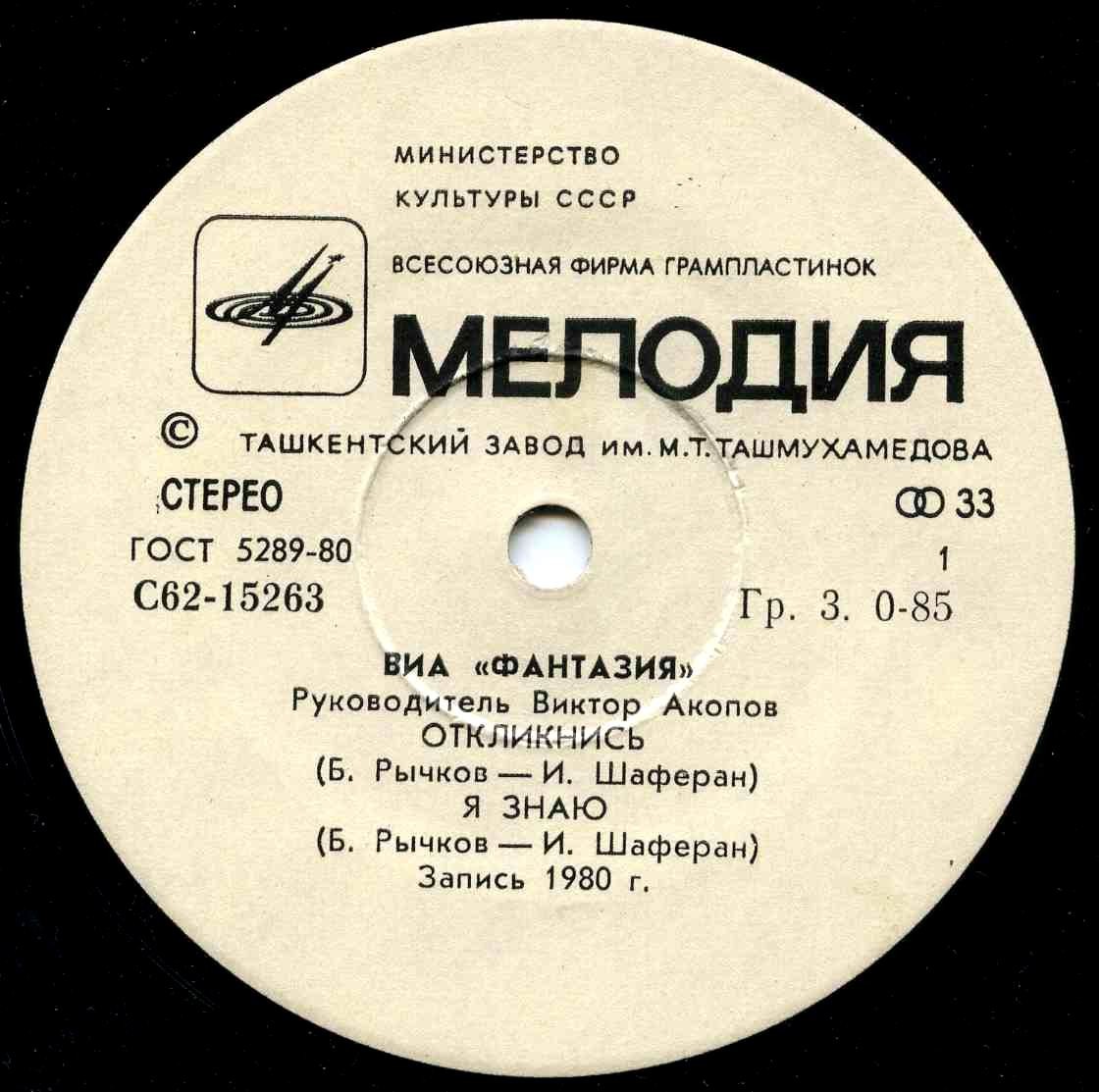 ВИА «ФАНТАЗИЯ», руководитель Виктор Акопов