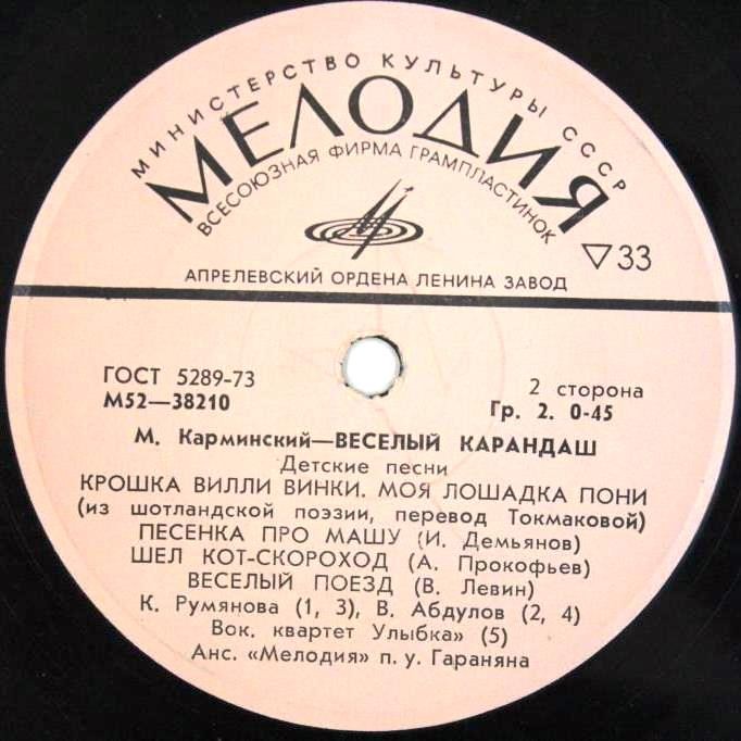 М. КАРМИНСКИЙ. «ВЕСЕЛЫЙ КАРАНДАШ», детские песни