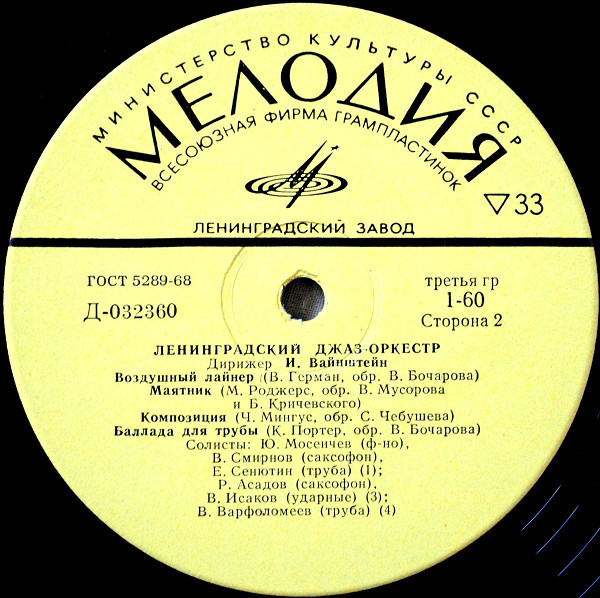 ДЖАЗ-ОРКЕСТР п/у Иосифа Вайнштейна