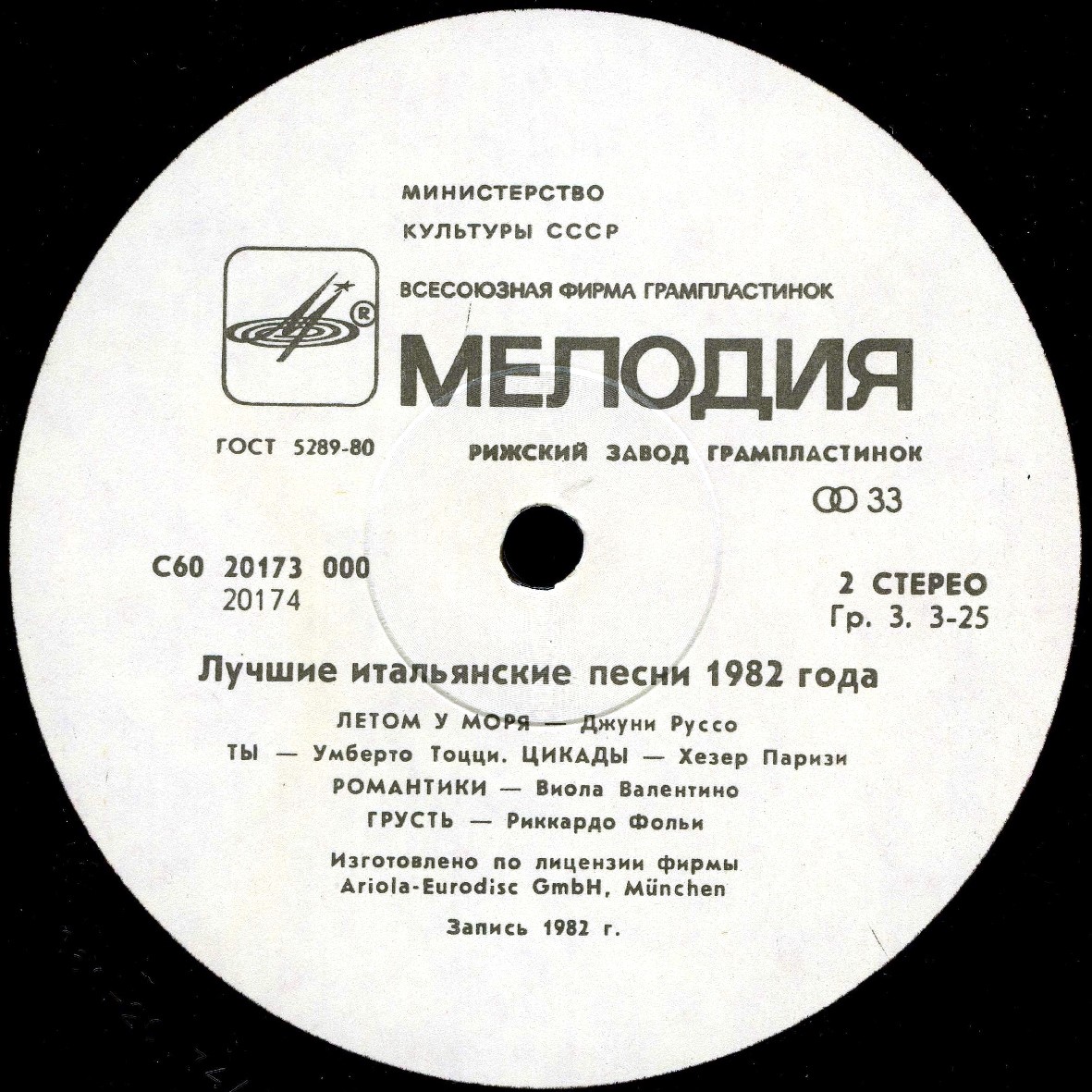 Лучшие итальянские песни 1982 года