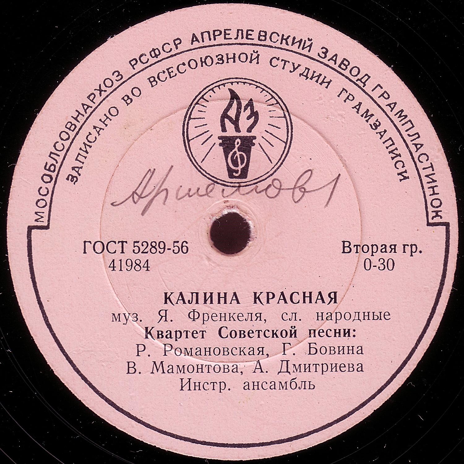 Квартет Советской песни – Милые подруги / Калина красная
