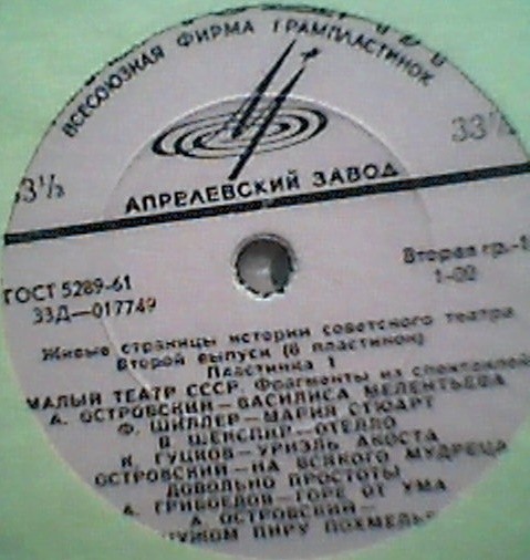 "Живые страницы истории советского театра" (вып. 2). Московский государственный академический Малый театр