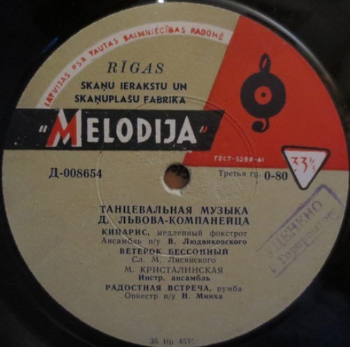 Танцевальная музыка Д. Львова-Компанейца