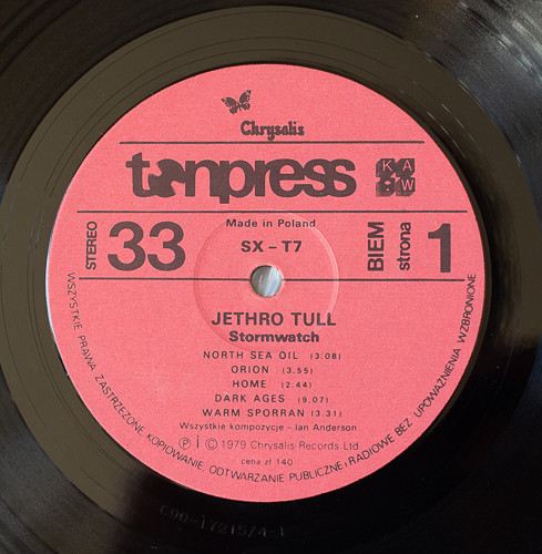 Jethro Tull - Stormwatch  [по заказу польской фирмы TONPRESS, SX-T7]