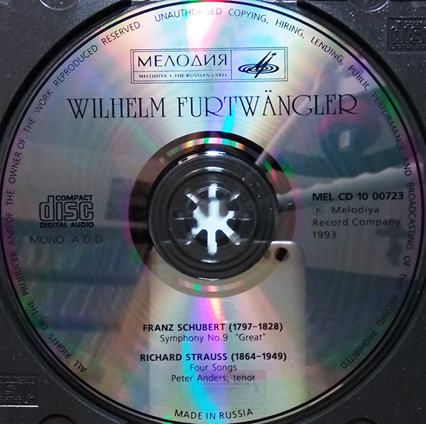 Wilhelm Furtwängler ‎– Schubert: Symphony No.9 "Great". Richard Strauss: Four Songs