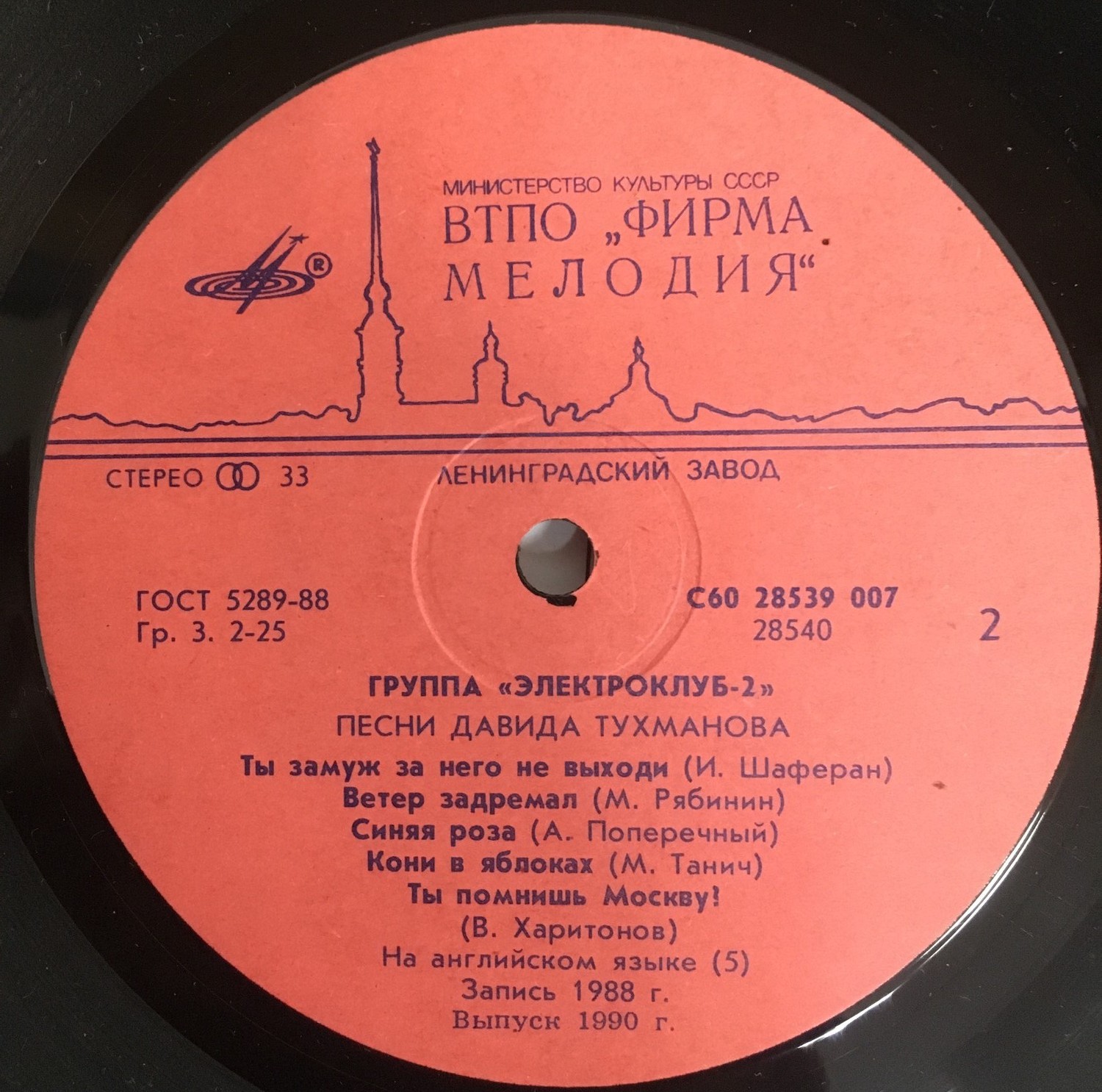Группа «Электроклуб-2». Песни Давида Тухманова