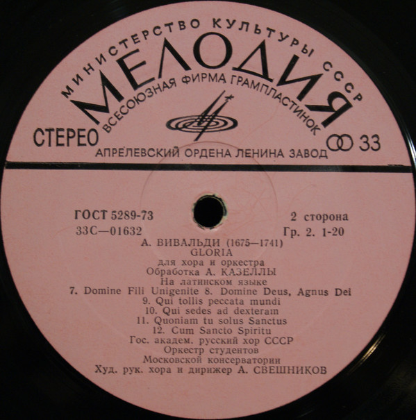 А. ВИВАЛЬДИ Gloria для хора и оркестра (на латинском языке)
