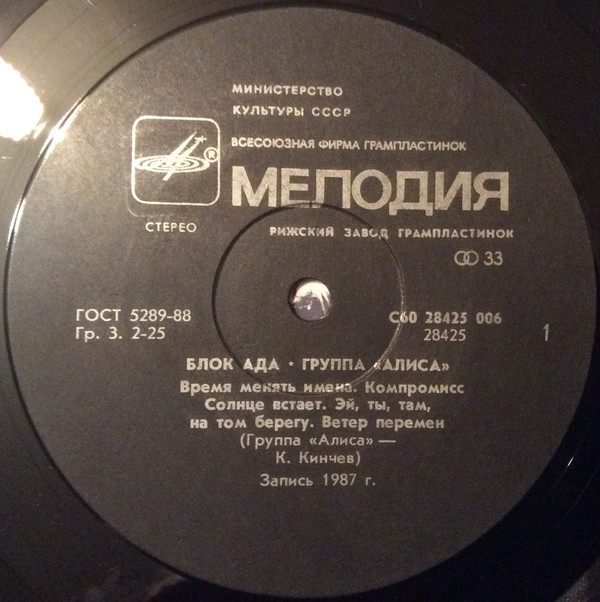 Группа «Алиса». Блок Ада