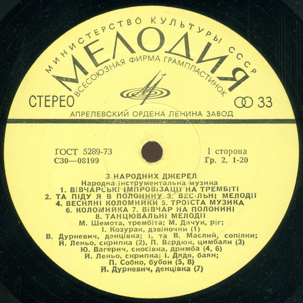 «З НАРОДНИХ ДЖЕРЕЛ» (нар. инструментальная музыка).
