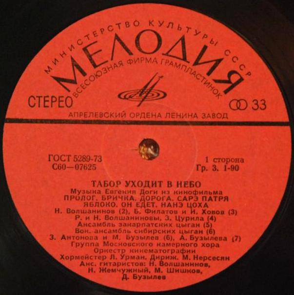 Музыка Евгения Доги из кинофильма "Табор уходит в небо"