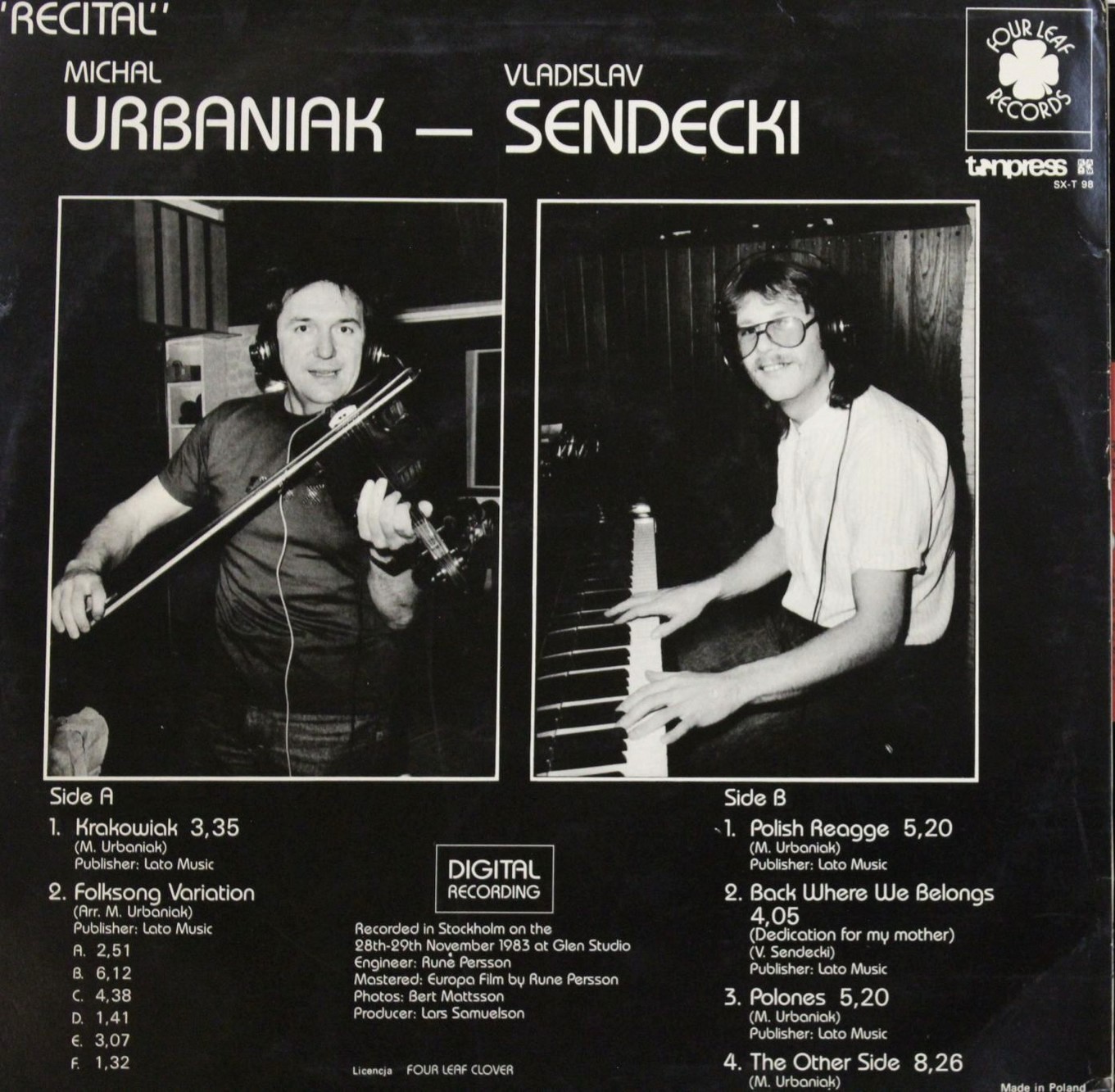 Władysław SENDECKI, Michał URBANIAK - Recital [по заказу польской фирмы TONPRESS SX-T 98]