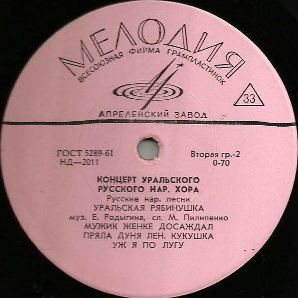 ГОС. УРАЛЬСКИЙ РУССКИЙ НАР. ХОР, худ. рук. Л. Христиансен