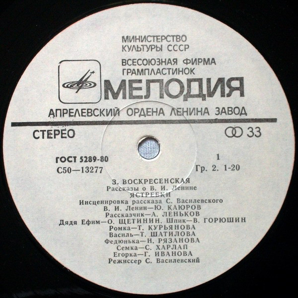 З. ВОСКРЕСЕНСКАЯ. Рассказы о В. И. Ленине. Инсценировки С. Василевского.