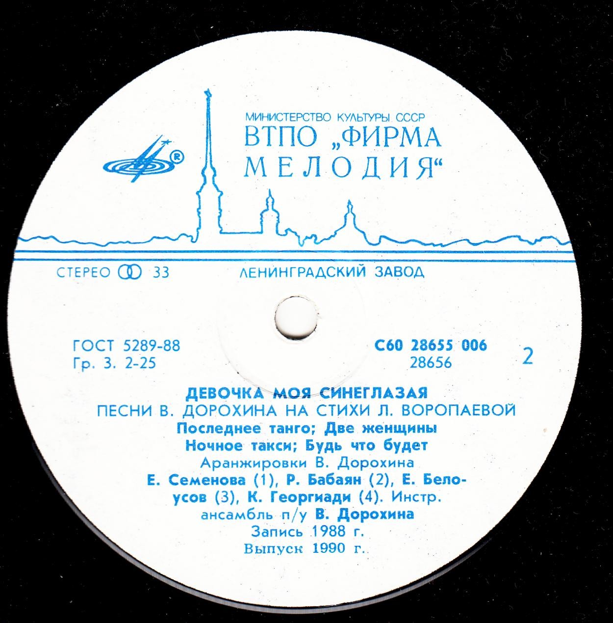 ДЕВОЧКА МОЯ СИНЕГЛАЗАЯ. Песни Виктора Дорохина и Любови Воропаевой