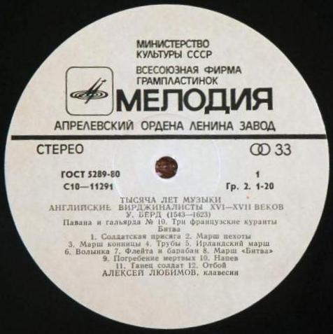 Тысяча лет музыки. Английские вирджиналисты XVI-XVII вв.