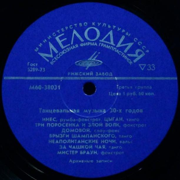 Танцевальная музыка 30-х годов