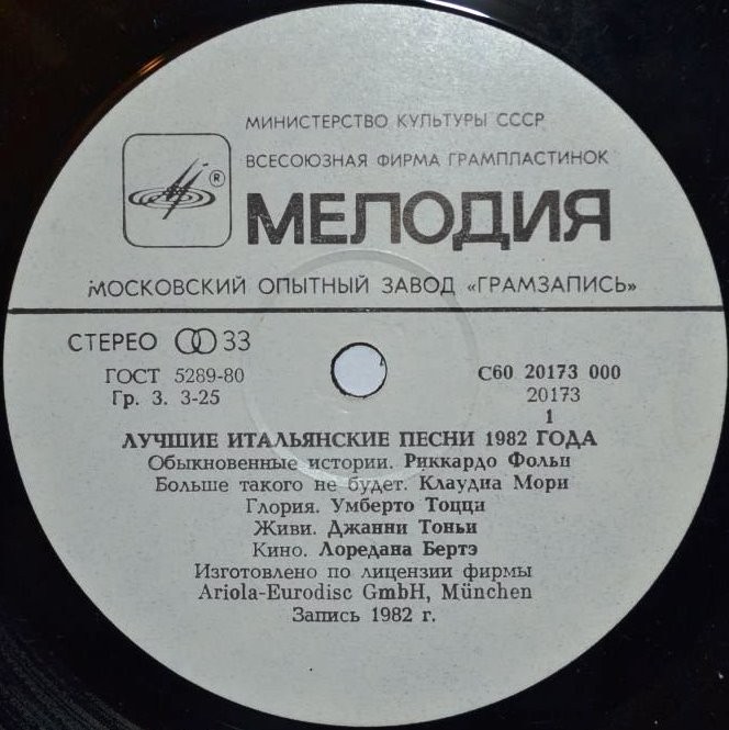 Лучшие итальянские песни 1982 года