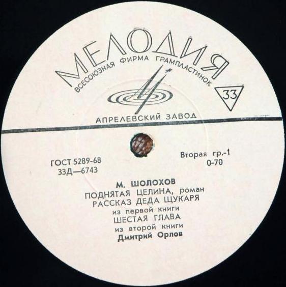 М. Шолохов. "Поднятая целина", фрагменты из романа. Читает Д. Орлов